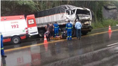 Photo of Cabine de caminhão fica destruída em acidente na BR-101 próximo a Pedra do Cavalo